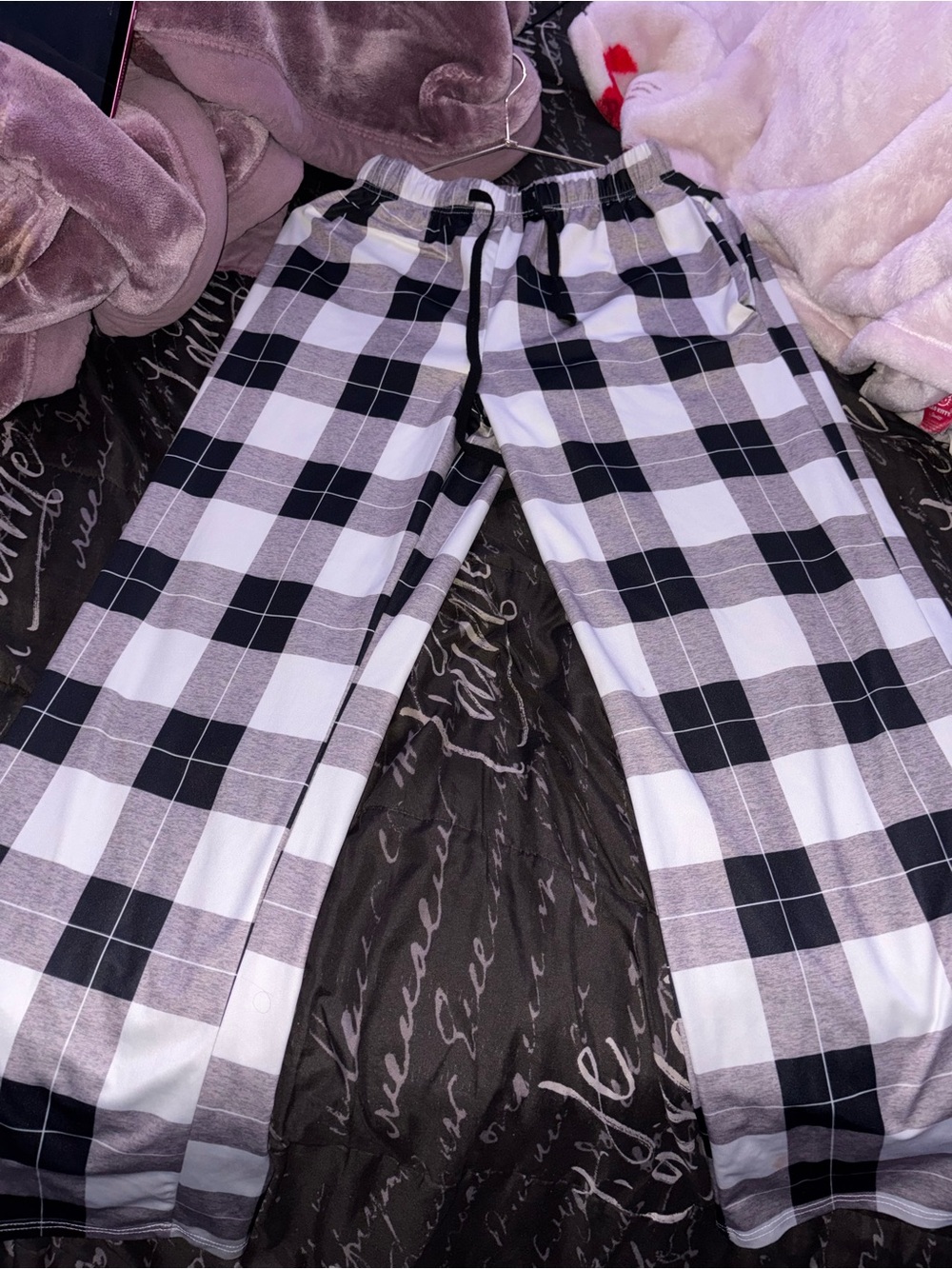 Men's Black & White Plaid Lounge Pants